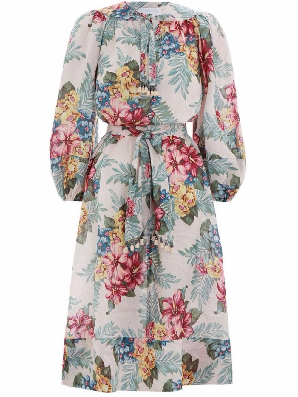 Zimmerman 100% linen Kali hibiscus tie dress - Picture 15 of 16
